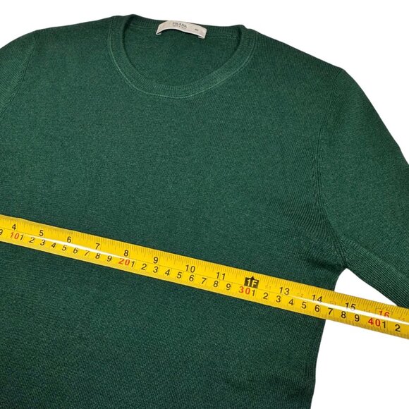 VTG Prada Silk Cashmere Sweater SZ M Green Crewneck Fitted Minimalist Designer - Picture 7 of 11
